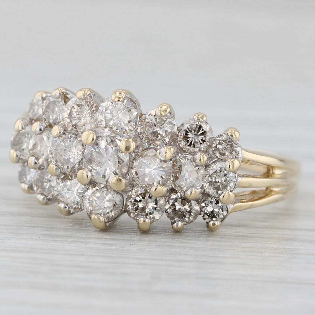 Light Gray 0.97ctw Diamond Cluster Ring 14k Yellow Gold Size 9.75