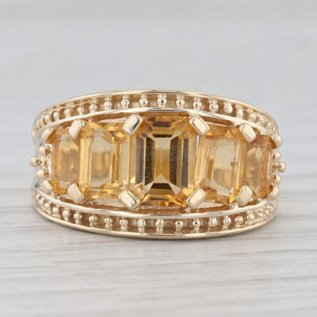 Light Gray 3.75ctw Graduated Citrine Ring 10k Yellow Gold Size 7