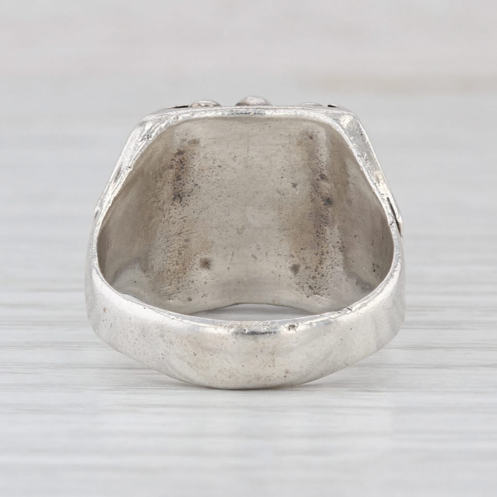 Vintage Native American Onyx Cabochon Ring Sterling Silver Size 11.5