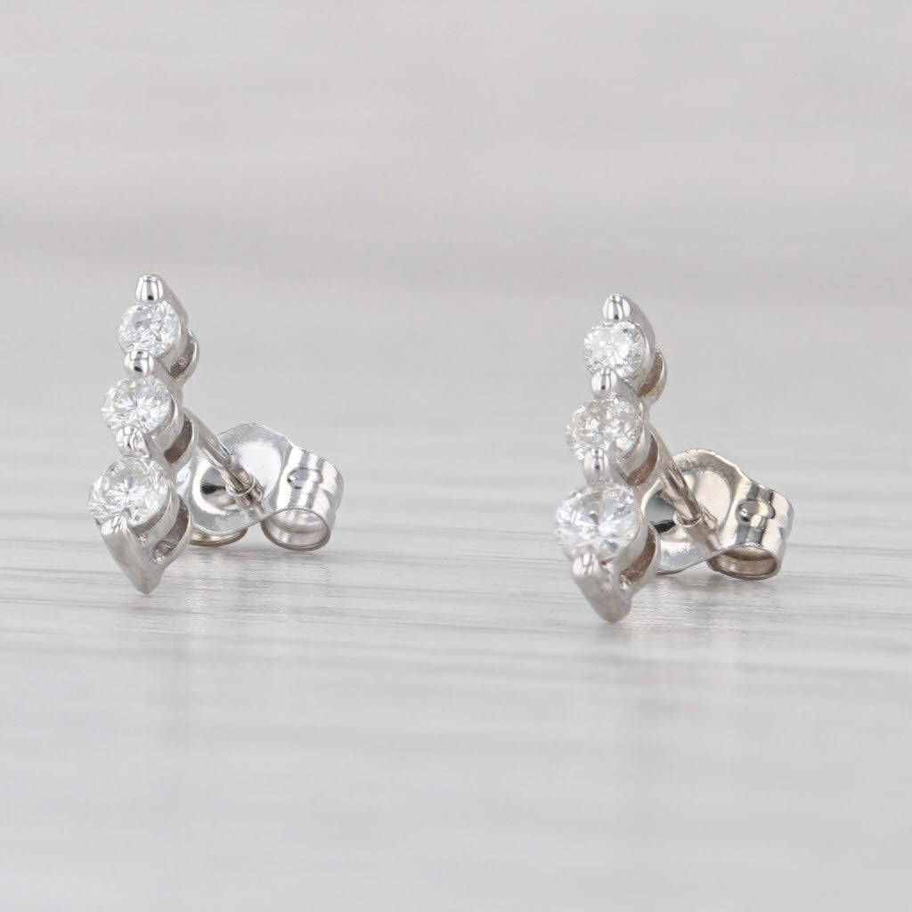 0.20ctw 3-Stone Diamond Journey Stud Earrings 14k White Gold Studs