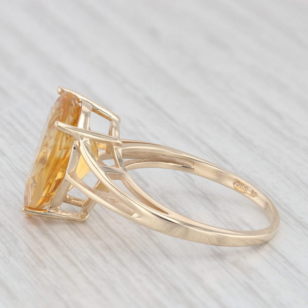 5.50ct Citrine Pear Solitaire Ring 10k Yellow Gold Size 9.25