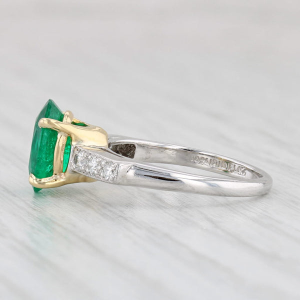 Light Gray 1.76ctw Oval Emerald Diamond Ring Platinum 18k Gold Engagement Size 4.75