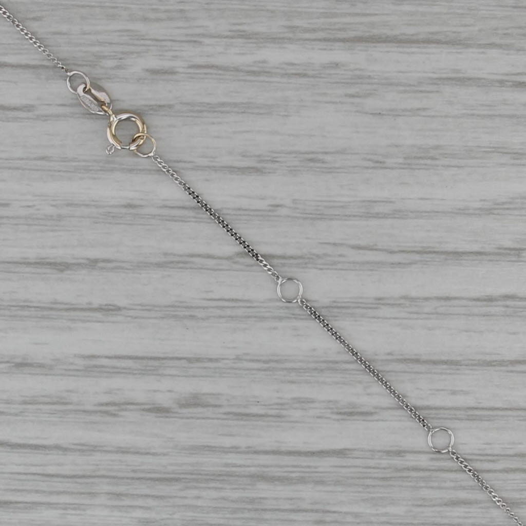 0.57ctw Princess Diamond Pendant Necklace 14k White Gold Adjustable Curb Chain