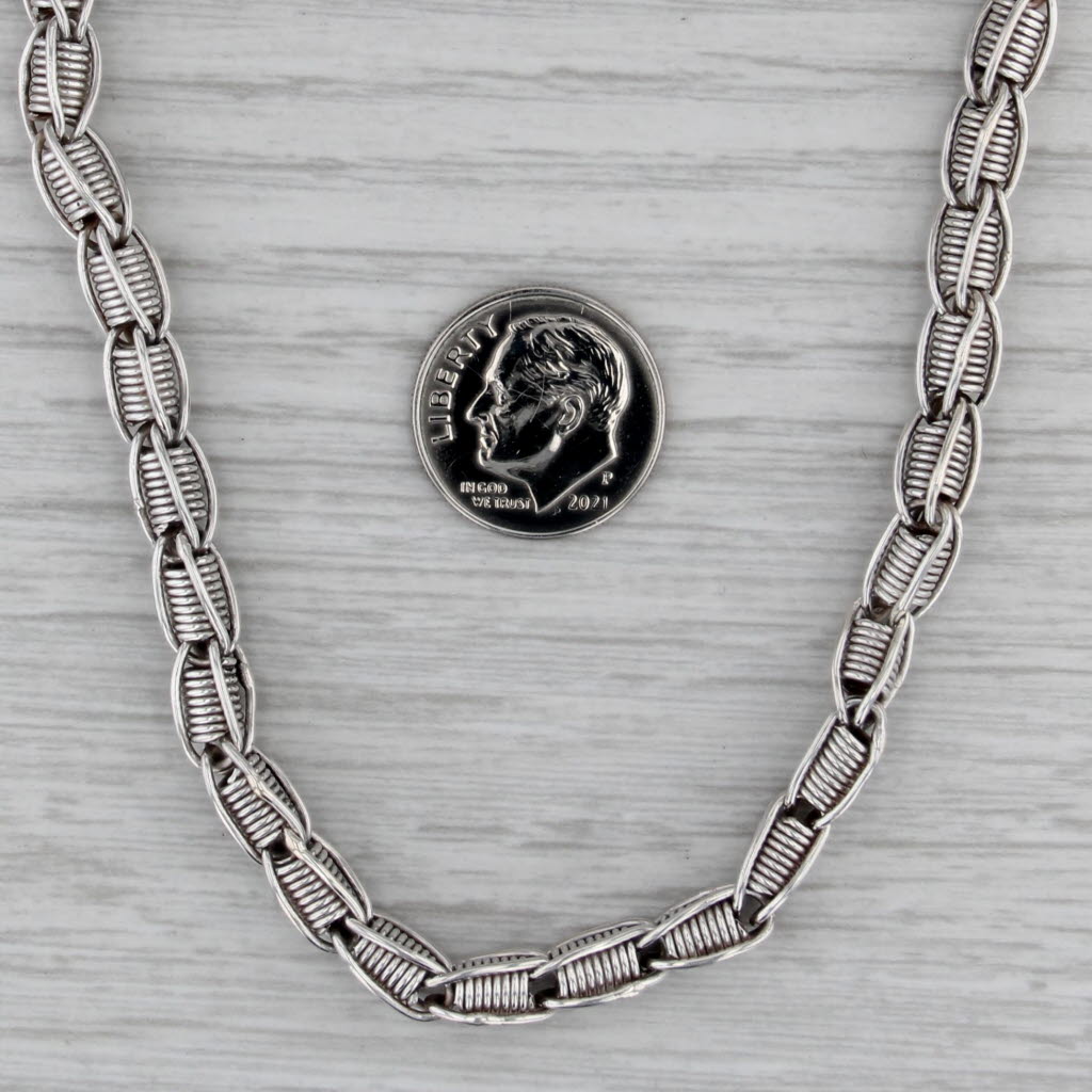 Long 31.25" Coiled Link Necklace Sterling Silver 5.7mm