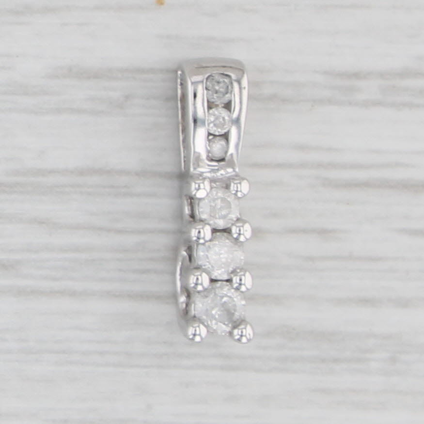 Light Gray 0.19ctw 3-Stone Diamond Journey Pendant 10k White Gold Small Drop