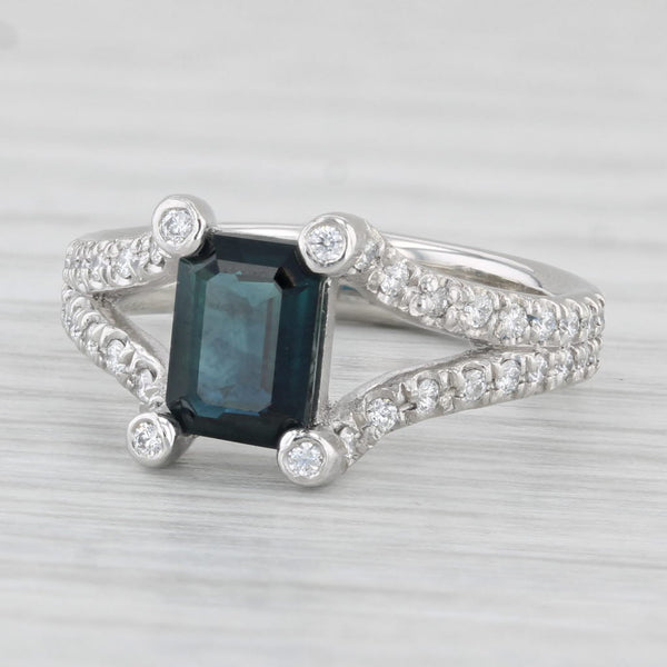 1.36ctw Blue Sapphire Diamond Ring Platinum Size 4.75 Engagement
