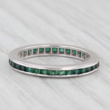 Vintage Lab Created Green Gemstone Eternity Band 12k White Gold Size 4.5