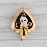 Gray Gamma Alpha Phi Skull Spade Badge 14k Gold Vintage Greek Sorority Pin