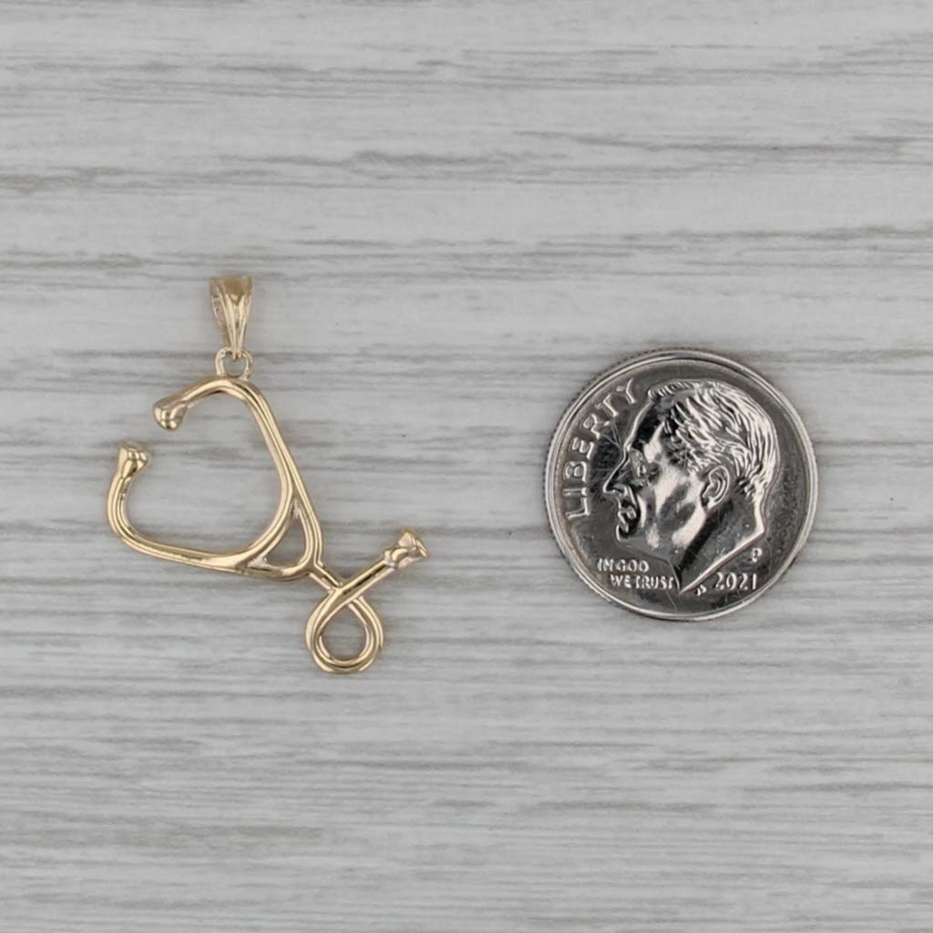 Stethoscop Pendant 18k Yellow Gold Doctor Nurse Gift Medical
