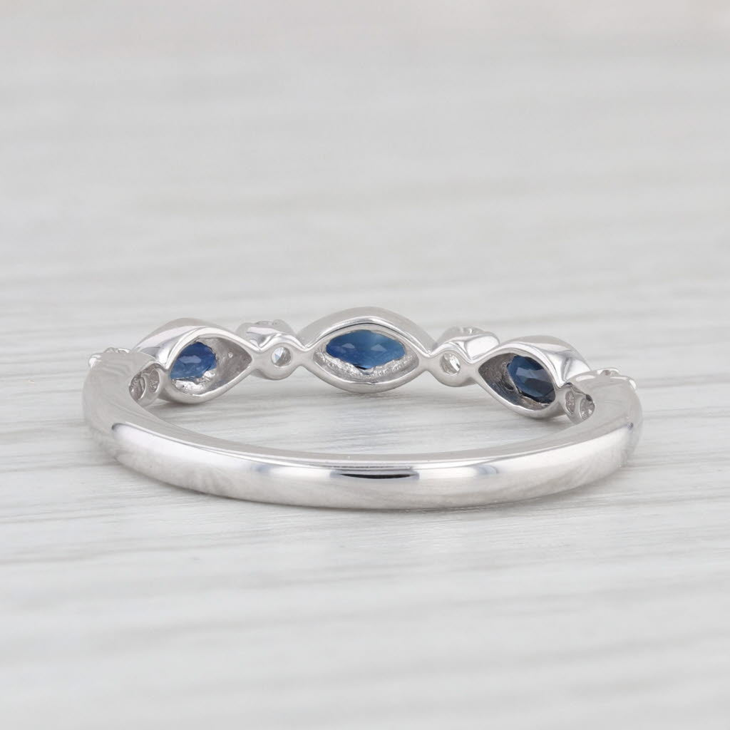 Light Gray New 0.44ctw Blue Sapphire Diamond Ring 10k White Gold Stackable Wedding Size 7