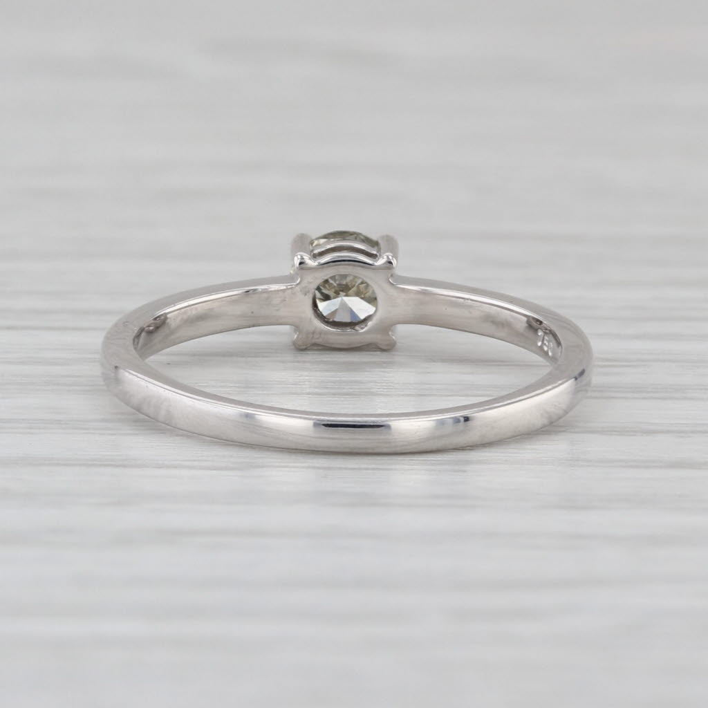 0.34ct Round Diamond Solitaire Engagement Ring 18k White Gold Size 7.25 British
