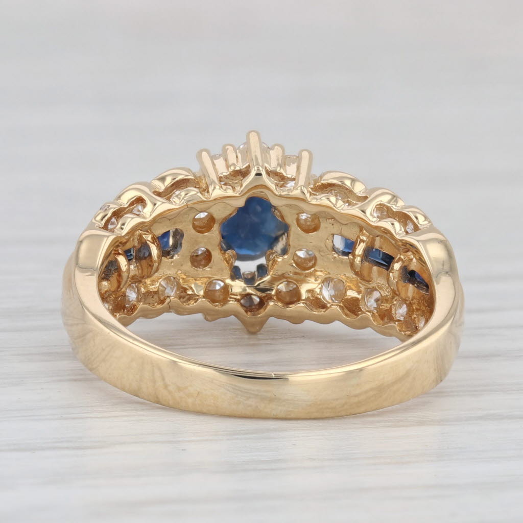 Light Gray 1.60ctw Blue Sapphire Diamond Ring 14k Yellow Gold Size 6.5 Engagement