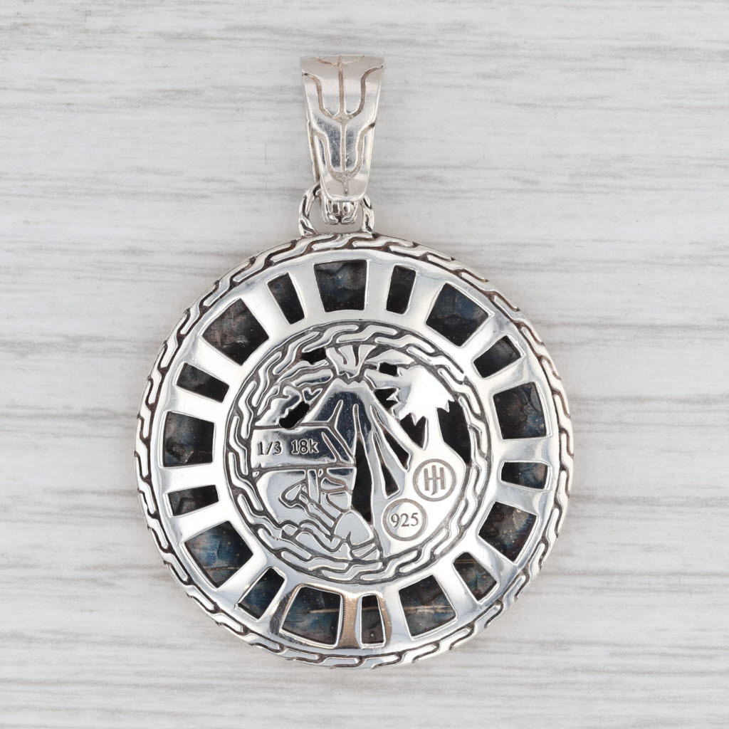 John Hardy Palu Collection Hammered Pendant Sterling Silver 1/3 18k Gold