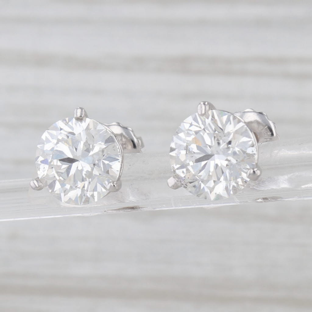 4.53ctw Round Diamond Solitaire Stud Earrings 14k Gold Screw Back Studs GIA