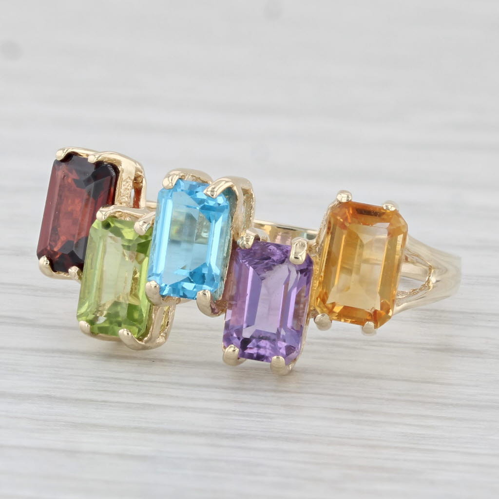 Light Gray 3.22ctw Gemstone Ring 10k Gold Size 7.25 Garnet Peridot Topaz Citrine Amethyst