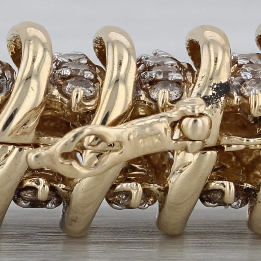 Rosy Brown 6.75ctw Diamond Scalloped Gold Bracelet 10k Yellow Gold 7" 12.2mm
