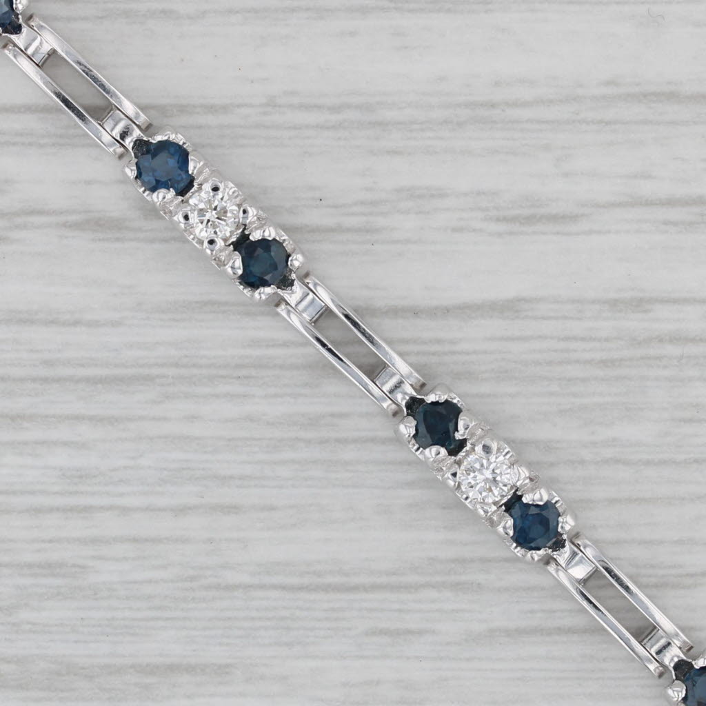 Gray 1.70ctw Blue Sapphire Diamond Bracelet 18k White Gold 6.25"