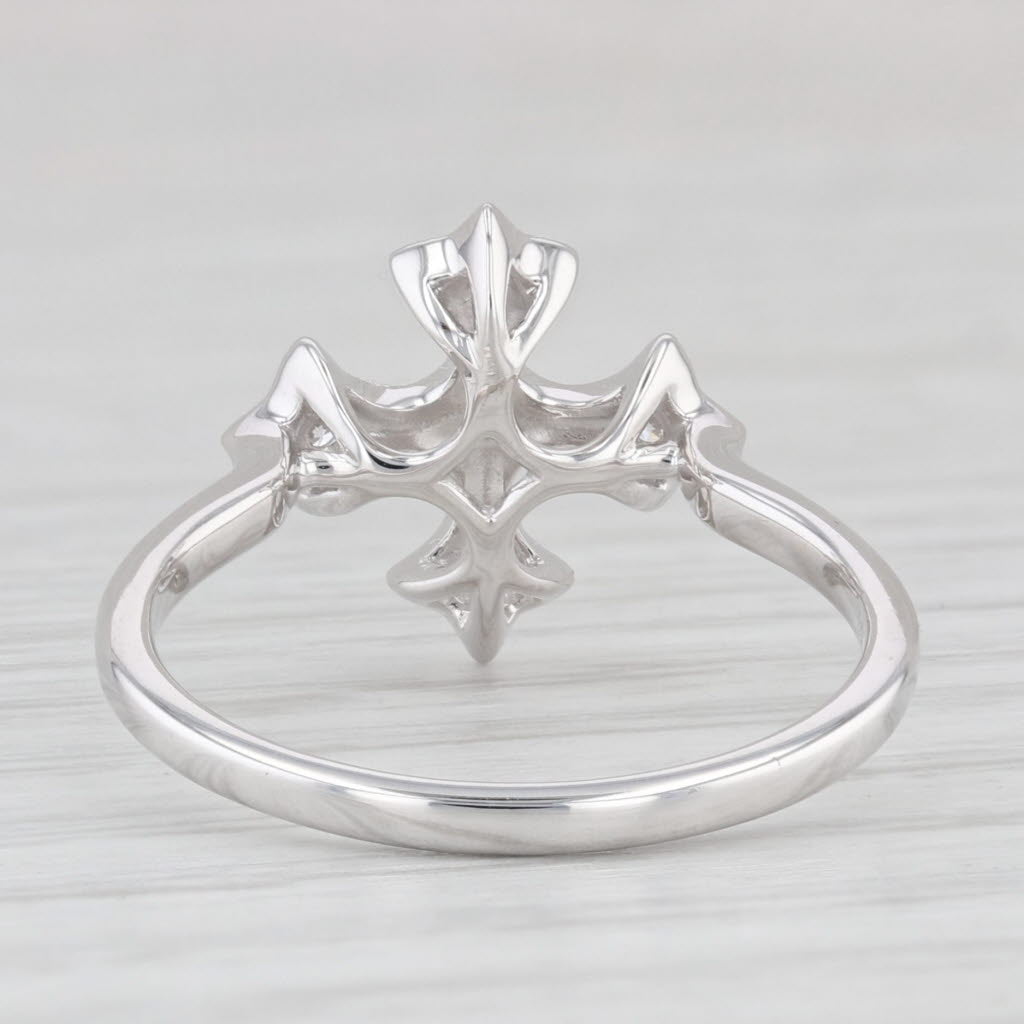 Light Gray New Diamond Cross Ring 14k White Gold Size 6.5