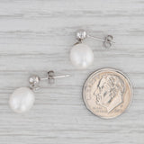 Cultured Pearl Earrings Pendant Necklace Set Sterling Silver 18.5" Cable Chain