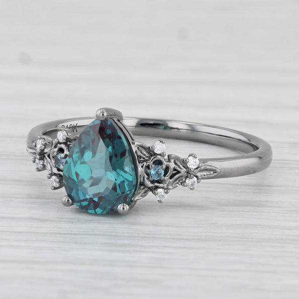 1.52ctw Teal Lab Created Alexandrite Cubic Zirconia Ring 10k White Gold Sz 8