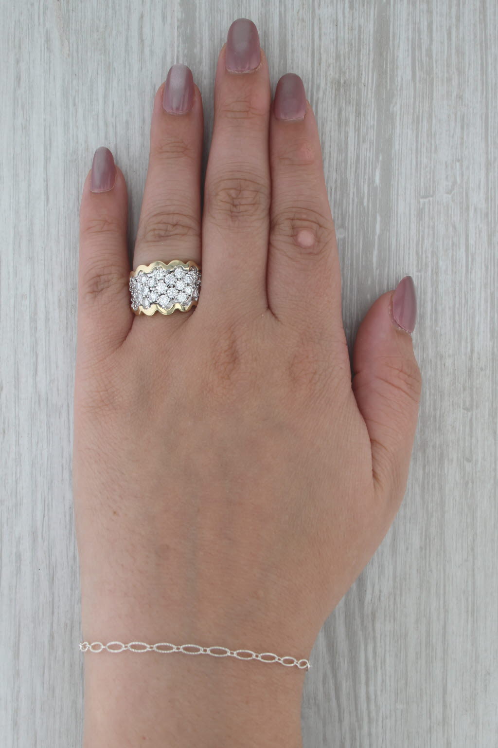 1.48ctw Diamond Cluster Ring 14k Yellow White Gold Sz 5.75 London Star Cocktail