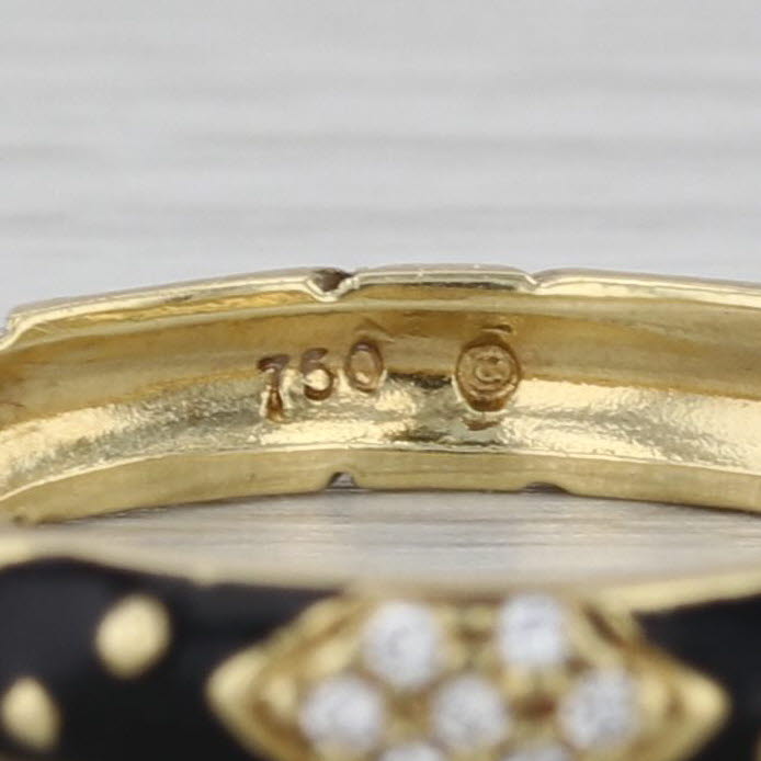 Hidalgo Diamond Enamel Band 18k Yellow Gold Size 6.25 Stackable Ring