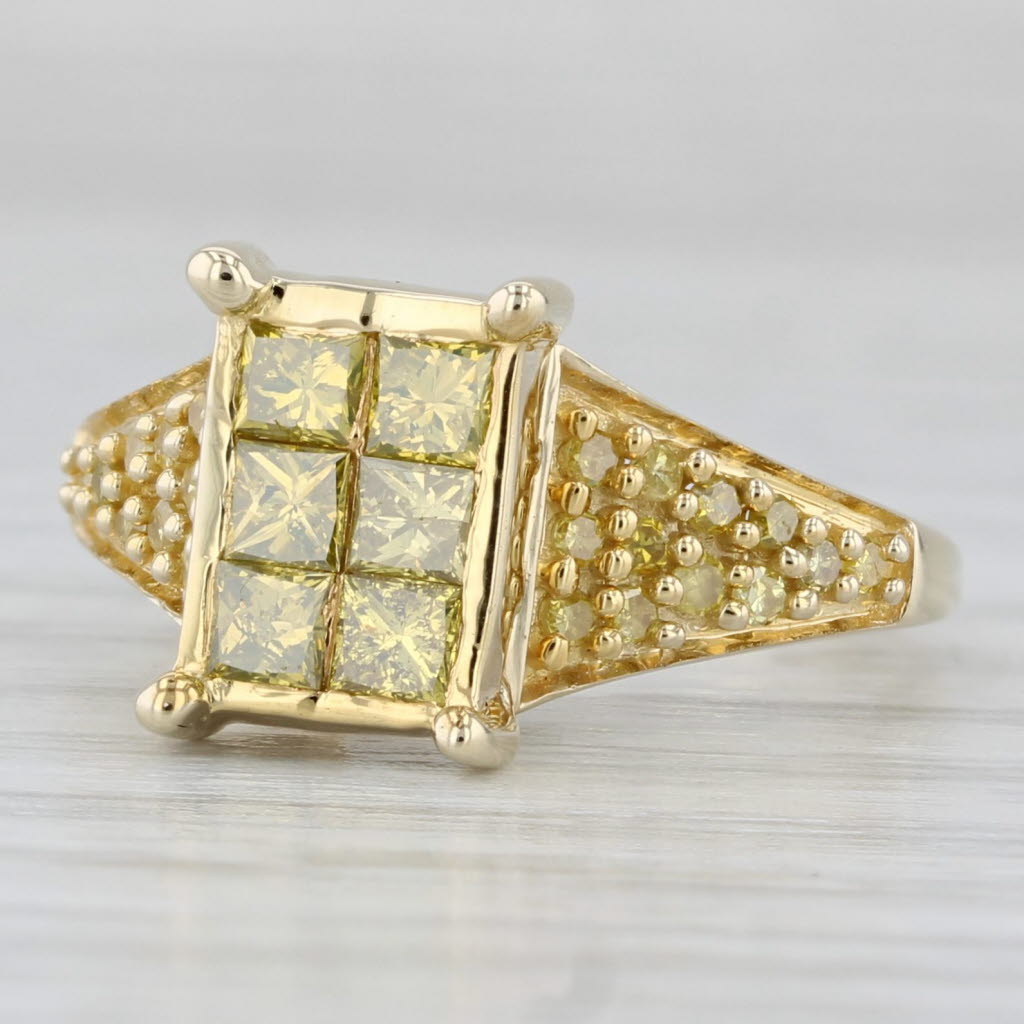 Light Gray 0.70ctw Yellow Diamond Ring 10k Yellow Gold Size 5.25