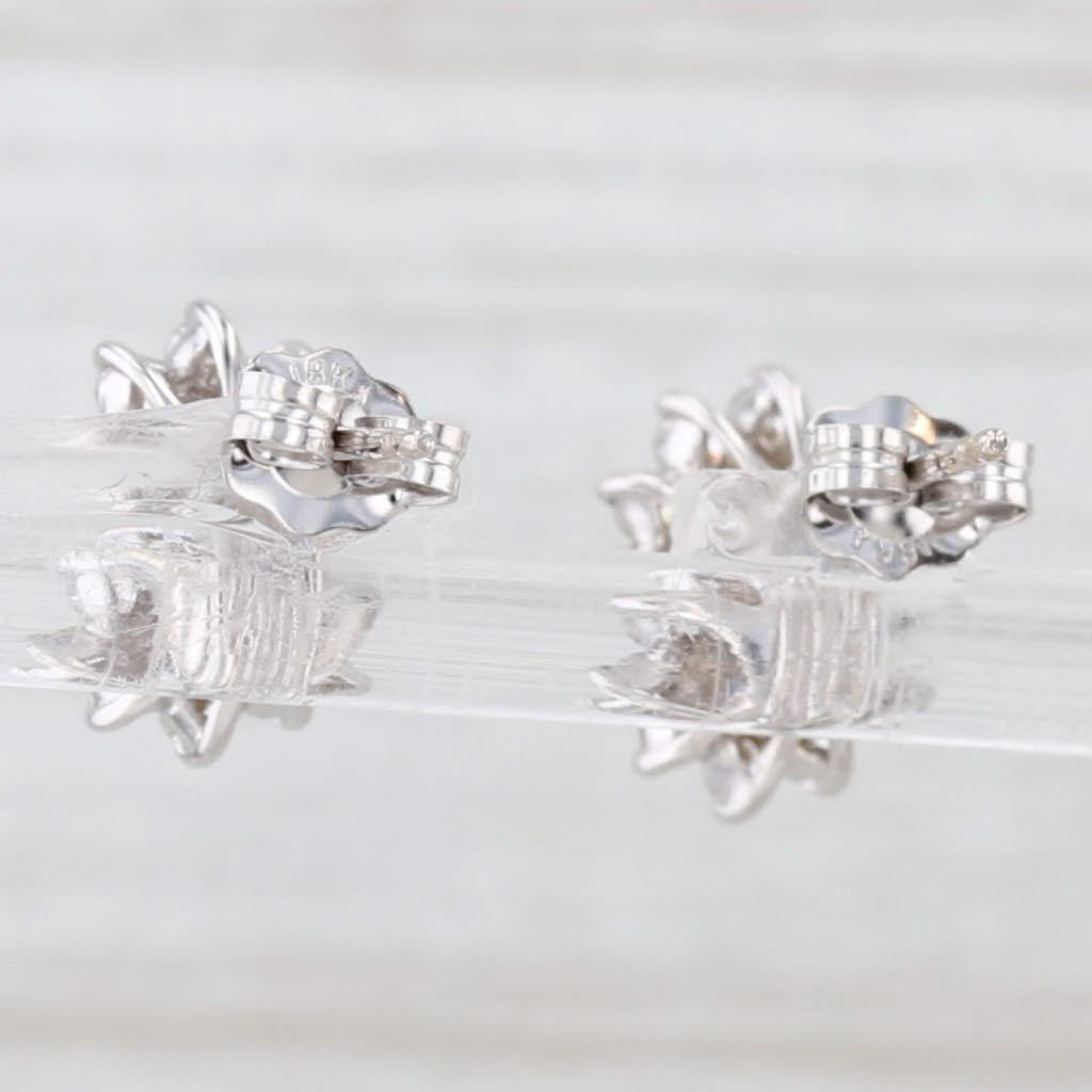 Light Gray 1.62ctw Blue Sapphire Diamond Halo Stud Earrings 18k White Gold