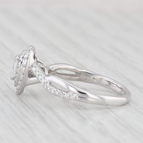 0.37ctw Pear Diamond Halo Engagement Ring 14k White Gold Size 5