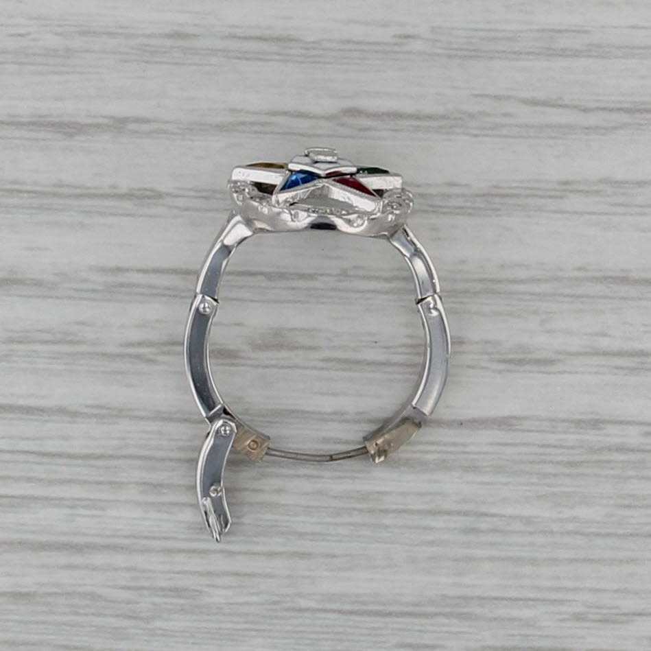 Masonic Order Eastern Star Signet Ring 14k White Gold Size 5 Arthritc Shank