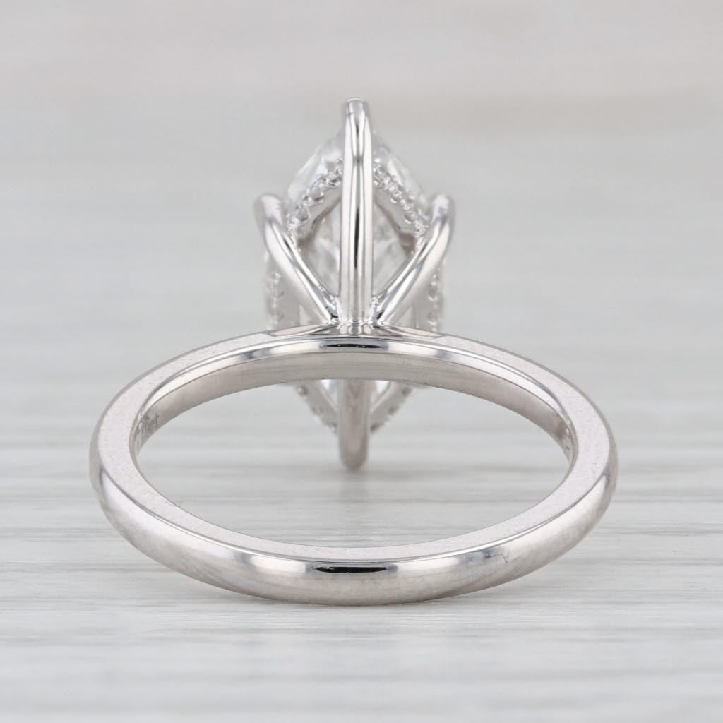 New IGI 3.10ctw Marquise Lab Grown Diamond Engagement Ring 14k White Gold Sz 6.5