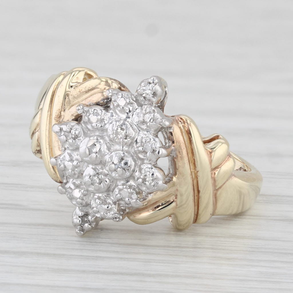 Light Gray Diamond Cluster Ring 10k Yellow Gold Size 6