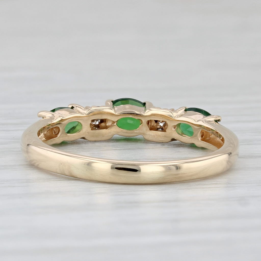 Light Gray 0.88ctw Green Chrome Diopside Diamond Ring 14k Yellow Gold Stackable Size 8.75