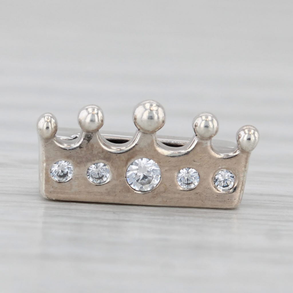 Gray Pandora Reflections Crown Clip Charm Sterling Silver 797599CZ Cubic Zirconia