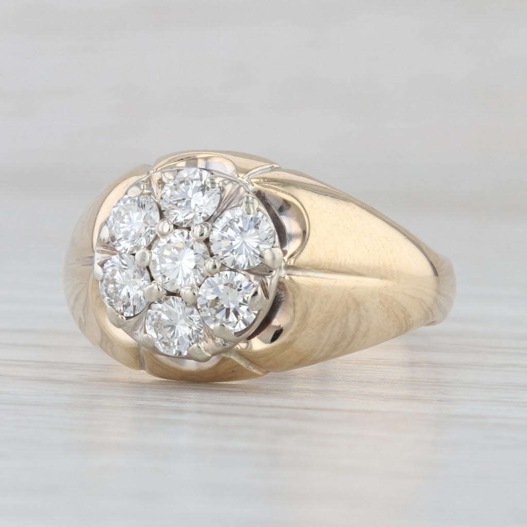 1.75ctw Diamond Cluster Ring Belcher Setting 14k Yellow Gold Sz 14.25 VS1-2 G-H