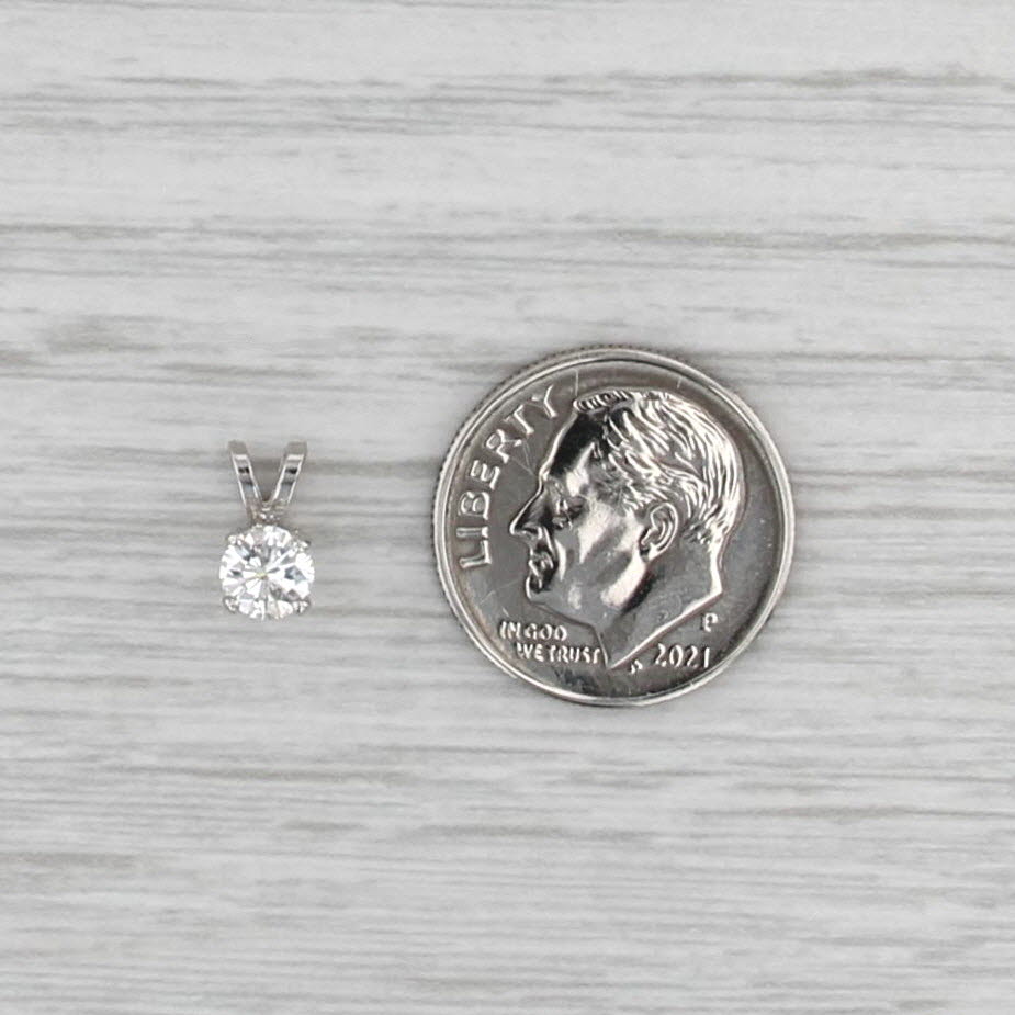 New 0.34ct Diamond Solitaire Pendant 14k White Gold 4 Prong Small Round Drop