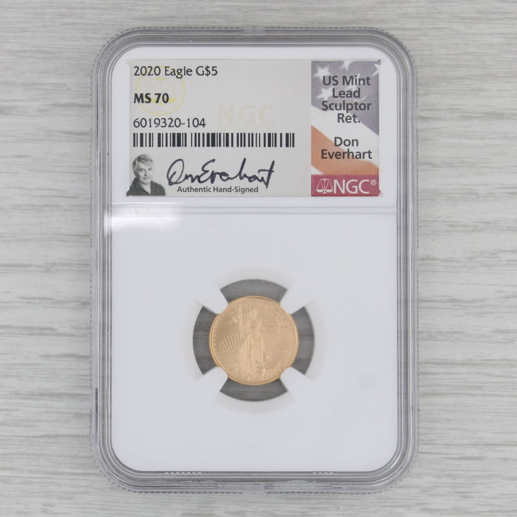2020 American Gold Eagle Everhart NCG MS 70 1/10oz Fine Gold Coin in Case $5 AGE