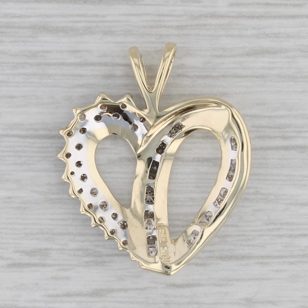 Gray 0.30ctw Diamond Heart Pendant 10k Yellow Gold