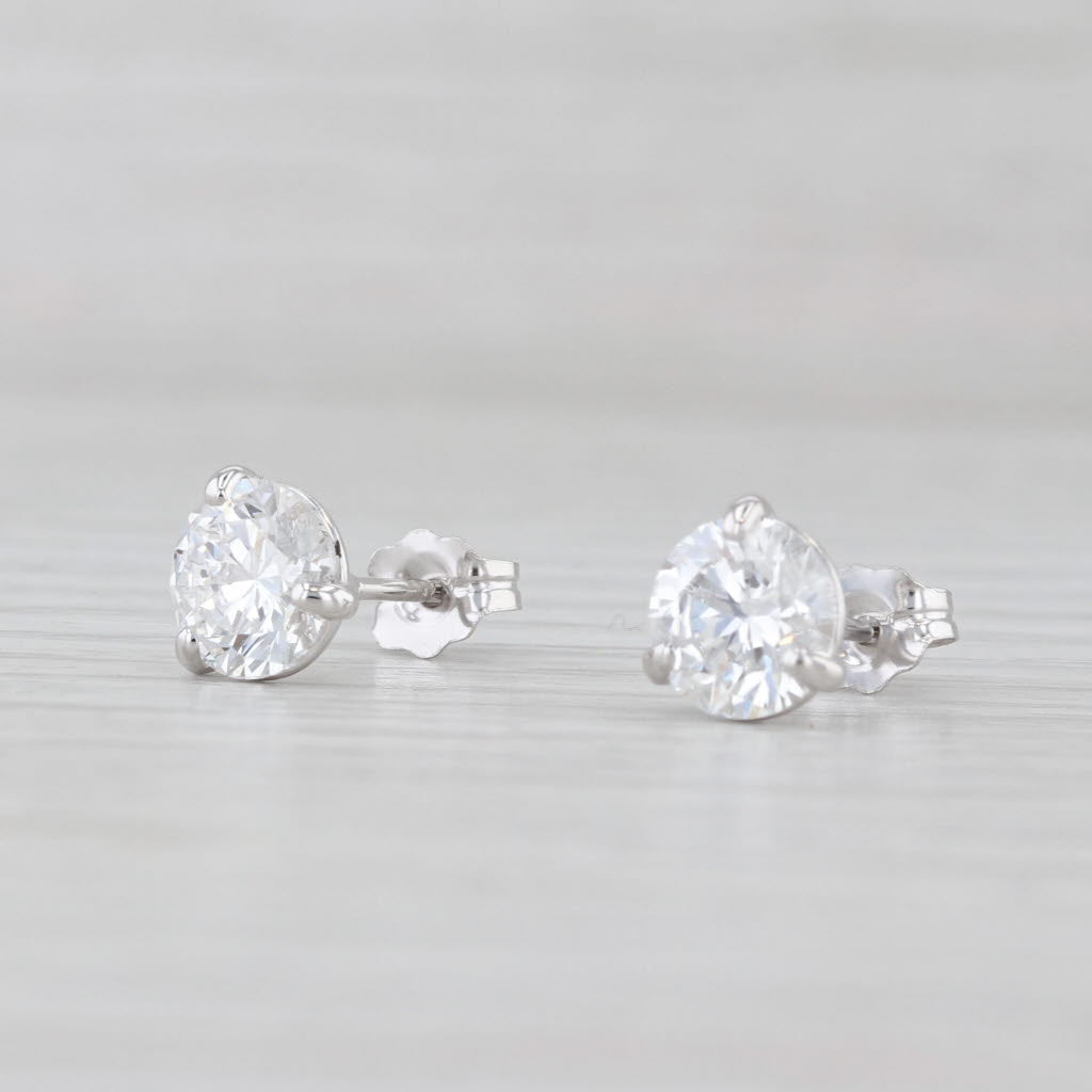 New 2.04ctw Lab Grown Round Diamond Stud Earrings 14k Gold IGI VS2 D-E Studs