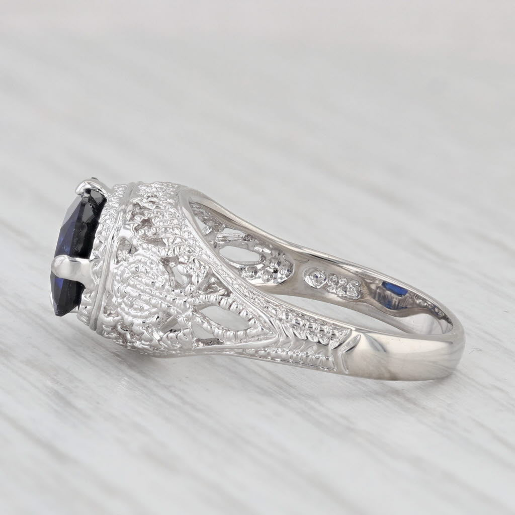 Light Gray 2.90ct Lab Created Sapphire Solitaire Ring Sterling Silver Size 6 Filigree