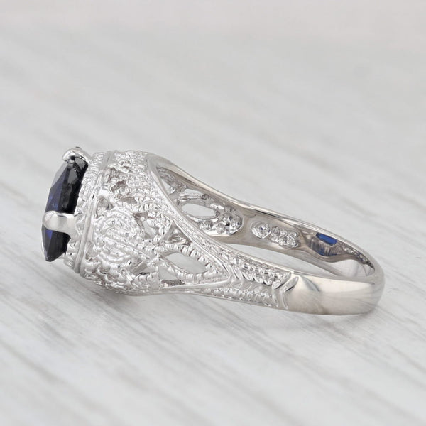 2.90ct Lab Created Sapphire Solitaire Ring Sterling Silver Size 6 Filigree