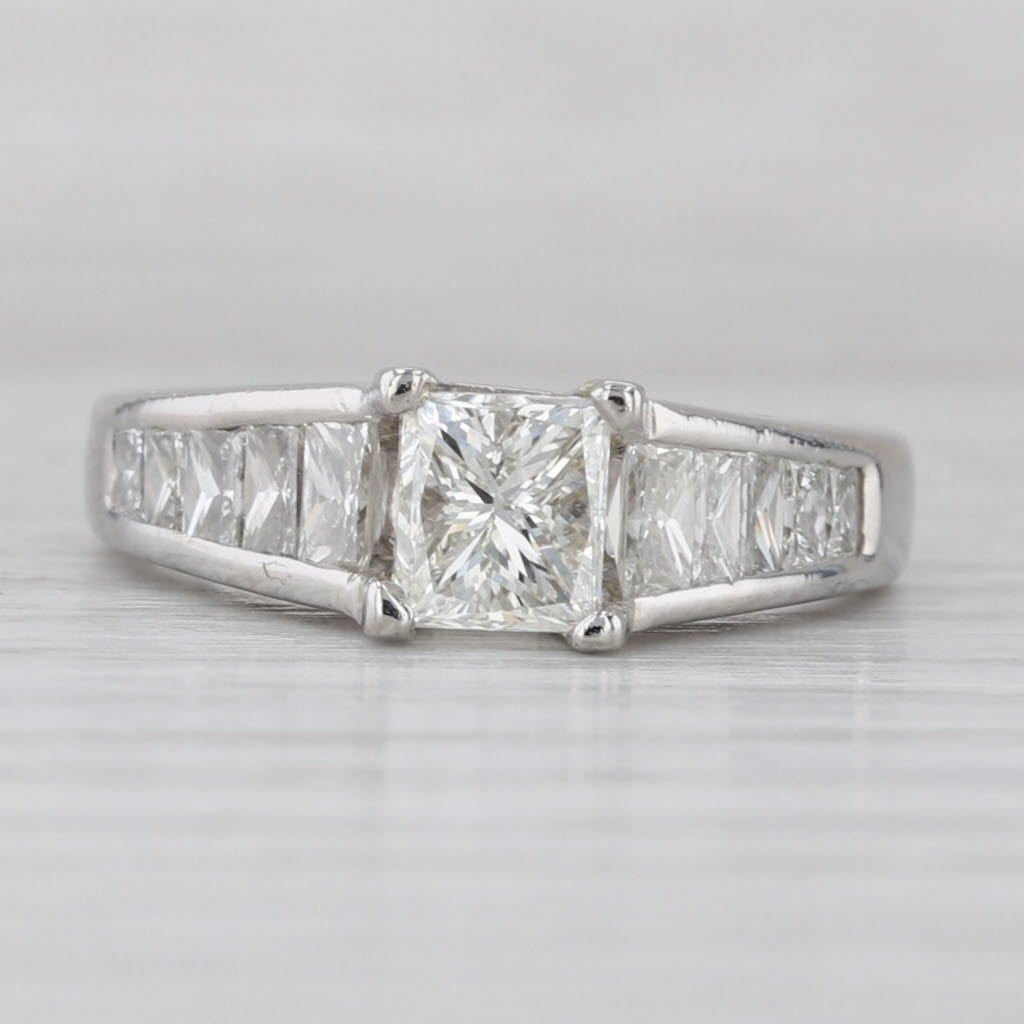 2ctw Diamond Engagement Ring Platinum Cathedral Band Size 6.75 GIA