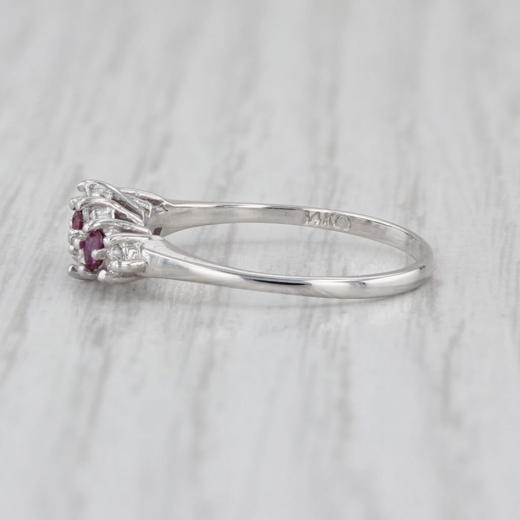 0.39ctw Ruby Diamond Ring 14k White Gold Stackable Band Size 6.75 Anniversary