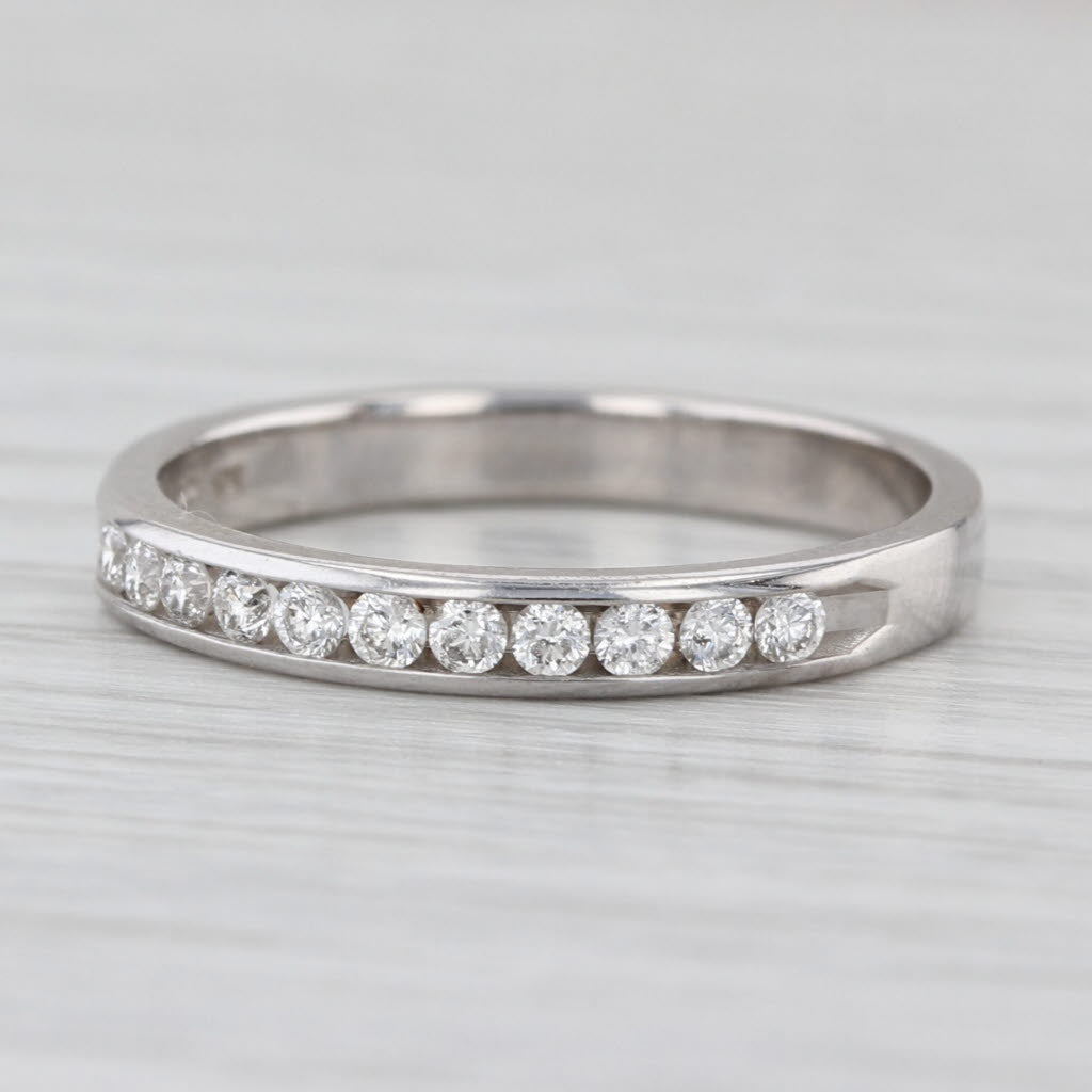 0.25ctw Diamond Wedding Band 14k White Gold Size 8 Stackable Anniversary Ring