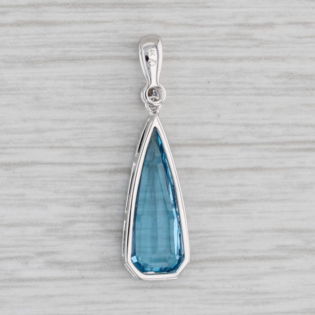 Gray New 2.57ctw Blue Topaz Diamond Teardrop Pendant 14k White Gold