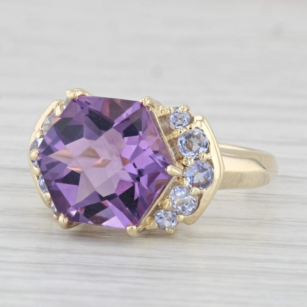 Light Gray 4.64ctw Amethyst Tanzanite Ring 14k Yellow Gold Size 7