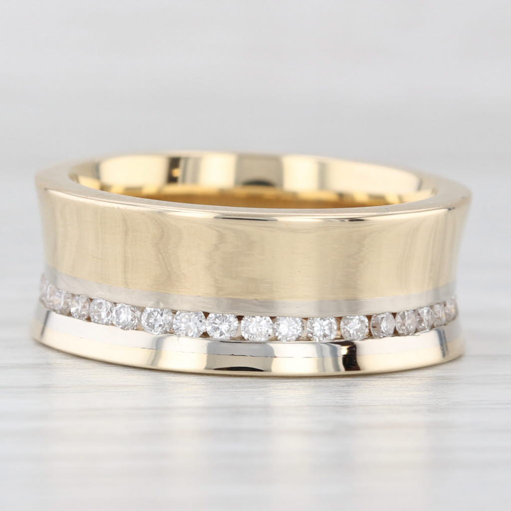 Light Gray 0.50ctw Diamond Contoured Eternity Ring 14k Yellow Gold Size 7 Wide Band