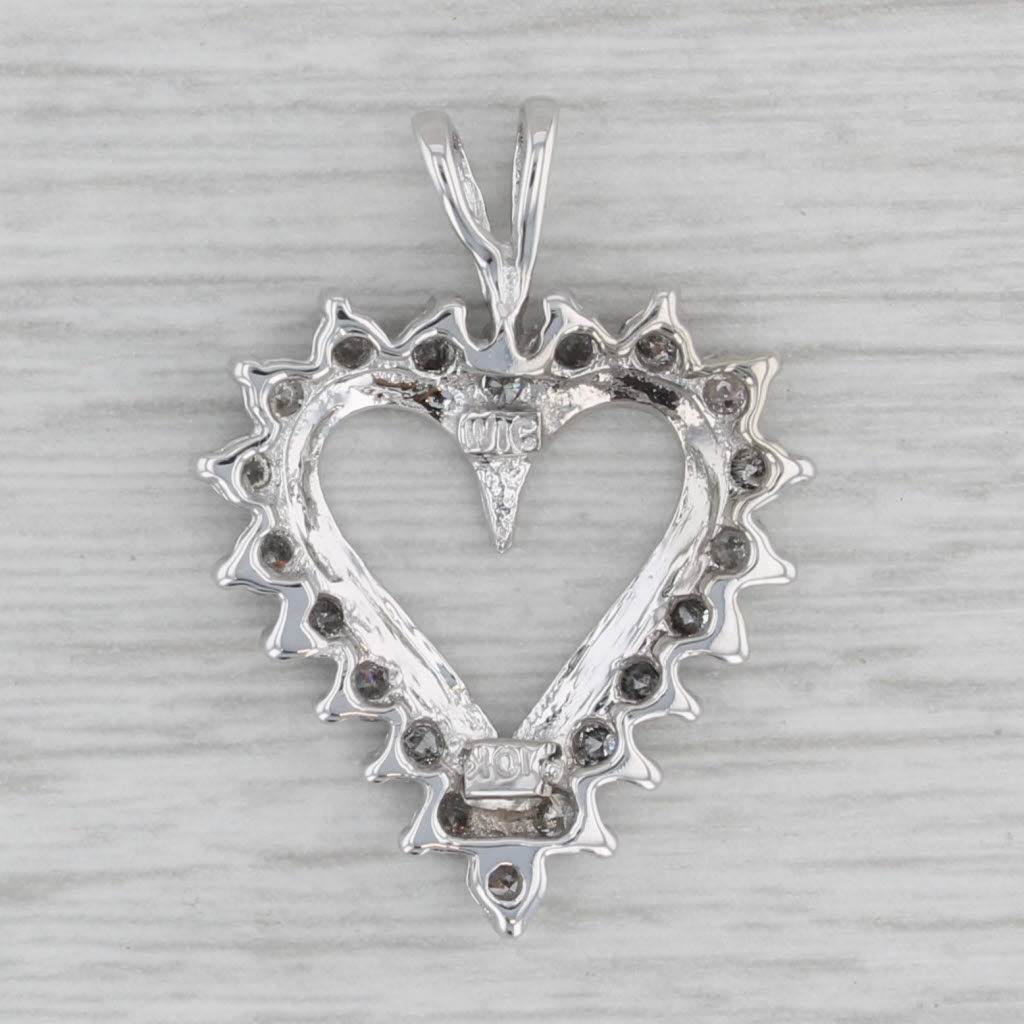 Gray 1ctw Diamond Halo Open Heart Pendant 10k White Gold