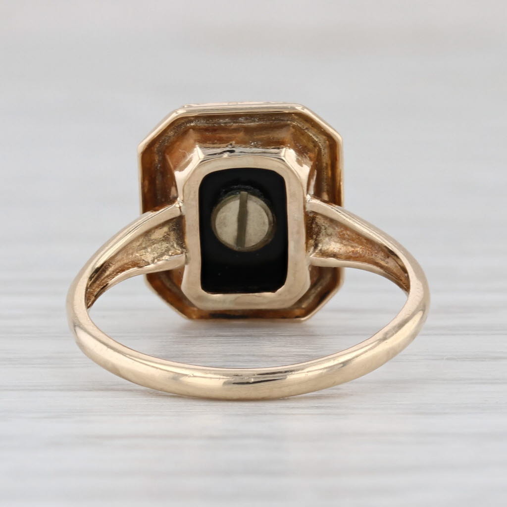 Order Eastern Star OES Signet Ring 10k Yellow Gold Onyx Size 5.25 Masonic