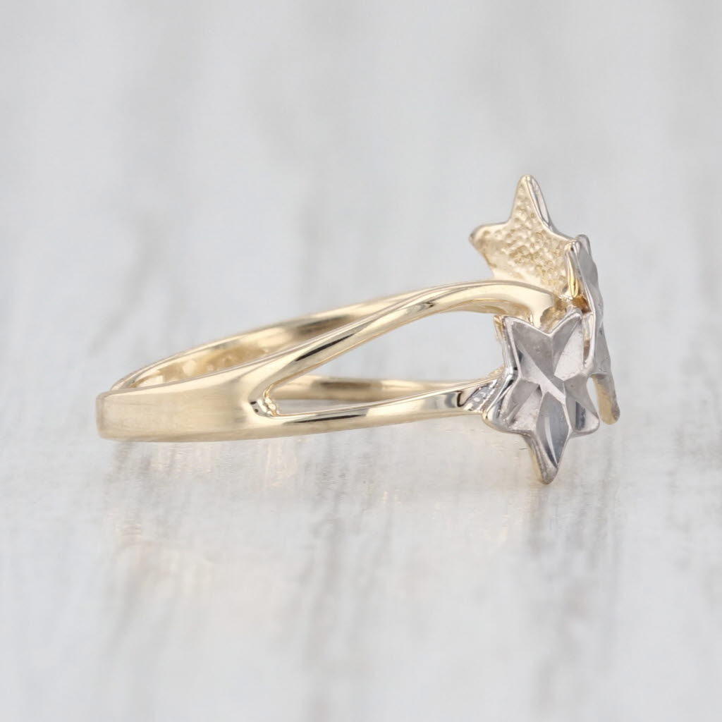 2-Toned Stars Toe Ring 10k Yellow White Gold Size 2.5 Adjustable
